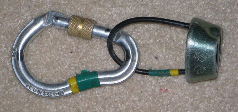 ATC on locking carabiner